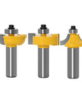 Awesome 3PC Router Bit Set For Beading And Round Over Profiles With Tv Cutter, precision ground steel blades, 12.7mm shank, suitable for woodworking.