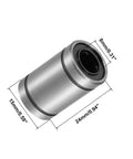 HiPicco LM8UU 8mm bore rubber-sealed linear ball bearing, 24mm long, silver metal (isometric view)