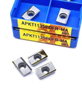 10pcs APKT milling inserts in blue case; silver carbide inserts with center holes