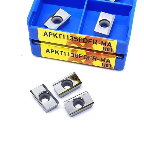 10pcs APKT milling inserts in blue case; silver carbide inserts with center holes