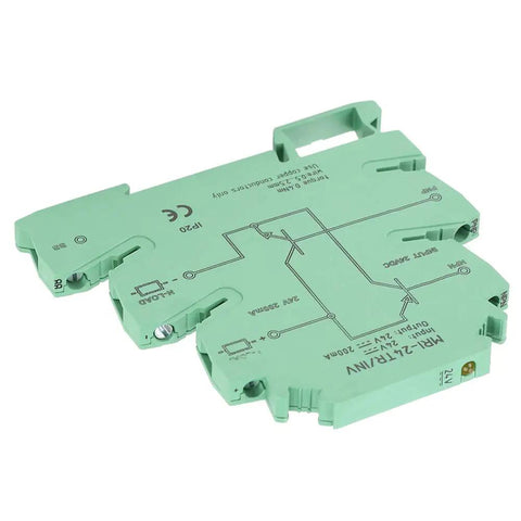 NPN To PNP Converter Module For PLC IO Level Shifting And Polar Sensor Interface MRI 24TR INV in slim green design, relay compatible.