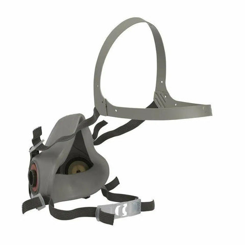 Half Facepiece Respirator 6000 Series Reusable Medium All Day Comfort With Easy Adjustable Head Straps shown from side angle