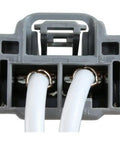 Hvac Blower Motor Resistor Connector Pigtail Wire Plug Harness For Gm Cars Trucks showing gray two-terminal connector with white wires.