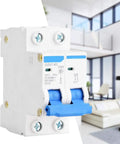 DZ47-63 2 Pole 400V AC Miniature Circuit Breaker With Leakage Air Switch 63A, compact breaker shown in a home setting