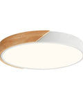 Modern LED Ceiling Light With Wood Flush Mount Design, Circular Lighting Fixture With Acrylic Lampshade, 4000K Neutral White, Non Dimmable