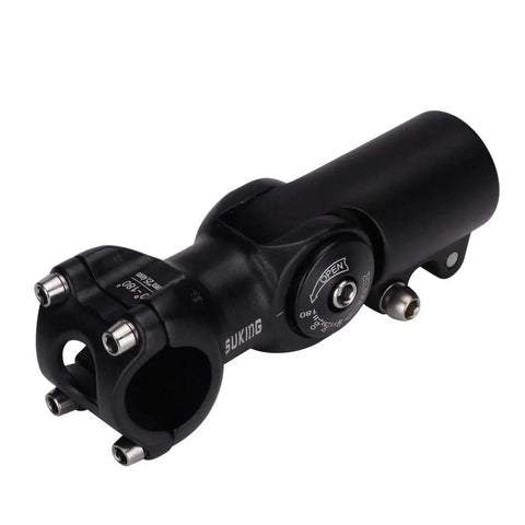 Adjustable 60mm Mountain Bike Stem 0 To 90 Degree Aluminum Alloy CNC Forged 25.4mm handlebar clamp angled view