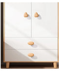 Modern cabinet with light wooden knobs, similar to walnut replacement pulls, easy to install on drawers and wardrobes for daily use.