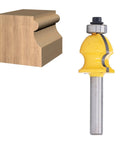 Versatile 2 Inch Shank Architectural Router Bit With Heat Resistant Coating For Cutting Hardwood Softwood Plywood On Woodworking Milling Projects showing router bit and wood block.