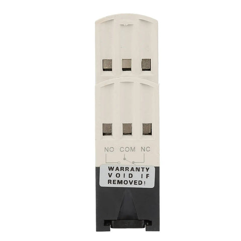 Front view of Voltage Monitoring Relay With Adjustable Over And Under Voltage Protection Delay Timer 35mm DIN Rail Mount DC 24V