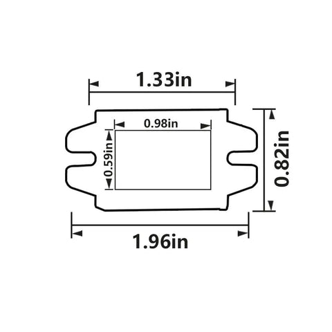 Diagram with dimensions of Beefy 12V To 5V Car DC Converter Waterproof Buck Regulator with 1.96in width and 0.82in height.