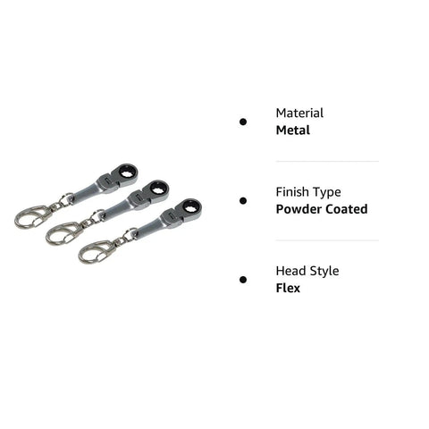 10mm Ratchet Wrench Keychain Set With Flexible Head Ultra-Compact Pocket Tool For Quick Fixes, 3 Pack Durable Metal