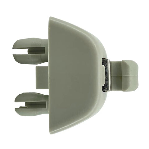 Side view of a grey sun visor hook clip, made of durable plastic for 2012-2015 VW Passat, part 6R0-857-561-Y20.