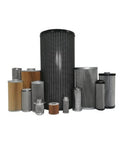 Assorted hydraulic filter elements including single hydro filter element R928025343 replacement compatible with Rexroth systems.