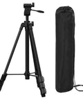 55-Inch Lightweight Aluminum Laser Level Tripod with Bubble Level, Quick Release Plate, and 1/4-20 Screw Mount alongside carry bag