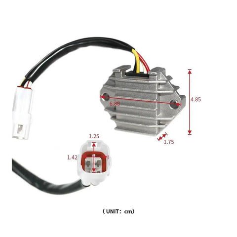 Voltage Rectifier And Regulator For YFZ 450 Special Edition 2005 2008 Motorcycle Electrical System Upgrade with dimensions in cm