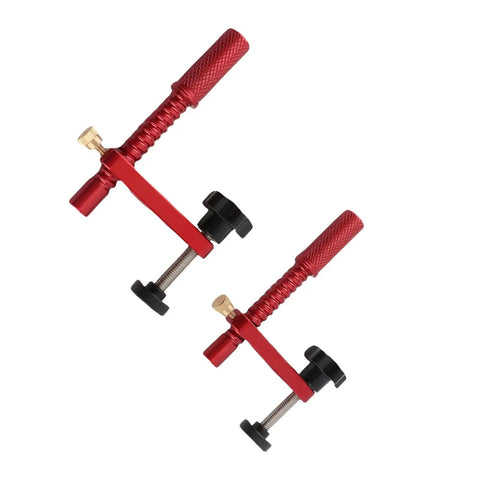 Rock Solid 20mm Aluminum Bench Dog Clamps With Soft Pads For Woodworking Workbench Hold Downs Secure 0.79 Inch Rod Into Standard Dog Holes 2 Pack Bundle - Top View