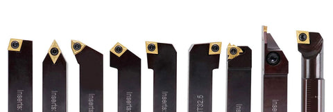 Accusize 3/4 in shank nine-piece indexable turning and boring tool set with TiN-coated C6 inserts for steel.