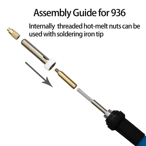 Heat Set Insert Tool Kit For Soldering Irons M2 To M8 Brass Nut Inserts With Internal Thread Heads Hot Melt Insertion Assembly