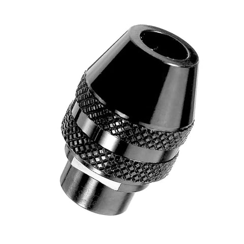Six Piece Quick Change Keyless Chuck Kit for Dremel Rotary Tools 1/32 to 1/8 Inch Shank Replacement Drill Chuck Adapter in black alloy