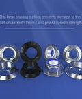 Heavy Duty M12 X 1.5 Hex Flange Nuts Crafted From Top Shelf 304 Stainless Steel For Hella Rust Resistance And Badass Grip Strength Perfect For Trucks And Hot Rods With Ten Pieces Featuring Serrated And Flat Bases, showcasing multiple finishes.