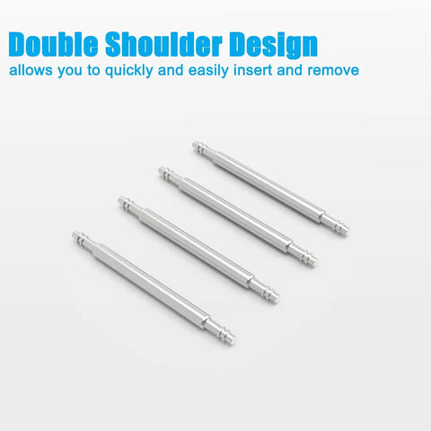 Four stainless steel pins from All In One Watch Band Repair Kit With Heavy Duty Stainless Steel Pins 40 Piece Set 10 Sizes.