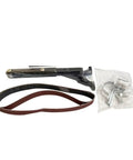 Knockout Mini Belt Sander Adapter with sandpaper belt and metal fittings, turning angle grinder into finishing machine.