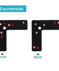 Front and back view of 10 Pack Black Flat Corner Brace 4x4 Inches L Shaped Stealth Speed Mending Plate with countersink holes