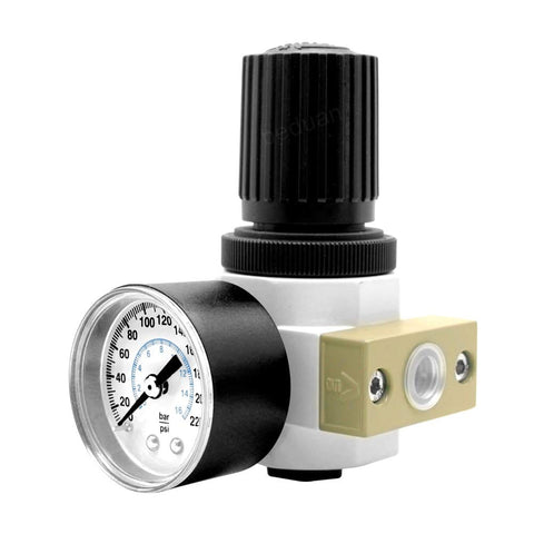 1/4 NPT Air Pressure Regulator With Gauge And Bracket For Pneumatic Tool Systems, Precise 0-180 PSI Adjustable Control, compact design