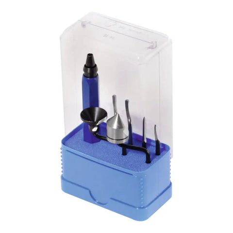 7 Piece Deburring Set For Quick Fixes In The Shop Trouble Shooter Kit With Swivel Blade Holder And Scraper Blades Deburring Cleaning Finishing Countersinking Scraping Long Life And Economical Operation 5 By 8 Inch Arbor Blue