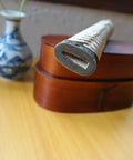 Close-up of Samurai Katana Tsuka Handle 10.2 Inch Do It Yourself DIY Grip Upgrade with Dope Alloy Copper Iron Fittings.