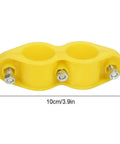 Yellow dual Water Pipe Clip Set 10 Pack Round Fasteners With Screws For Aquaculture Waterlines, 10cm size, durable ABS material