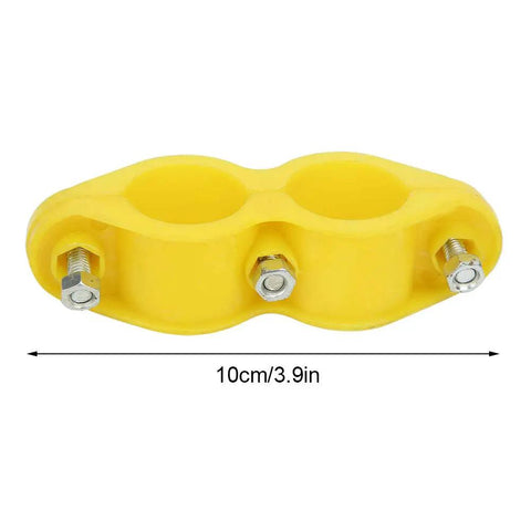Yellow dual Water Pipe Clip Set 10 Pack Round Fasteners With Screws For Aquaculture Waterlines, 10cm size, durable ABS material