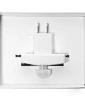 M5 WiFi Motion Sensor With Email And Text Alerts For Home And Office in package showing back mount power plug