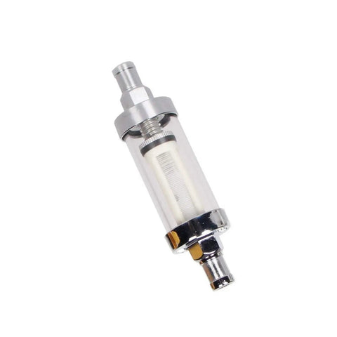 Universal Fuel Pump Filter Clear View Glass Visual Check 200 Mesh Inlet And Outlet Fits Three Eighths Inch Hoses Plug And Play