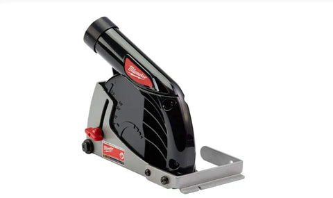 Heavy Duty Angle Grinder Dust Shroud Blocks Silica Crystalline Particles Keeps You Safe On Rough Job Sites durable black plastic guard with stainless base.