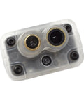Compact Indoor Lidar And Flow Sensor Module For Drones And Robots, 33x21x17mm transducer, close-up of dual sensors