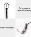 Bathroom Shower System Waterfall Rain Top Spray Lifting And Rotating Set Fixture(E) chrome spray gun and coiled telephone line hose.