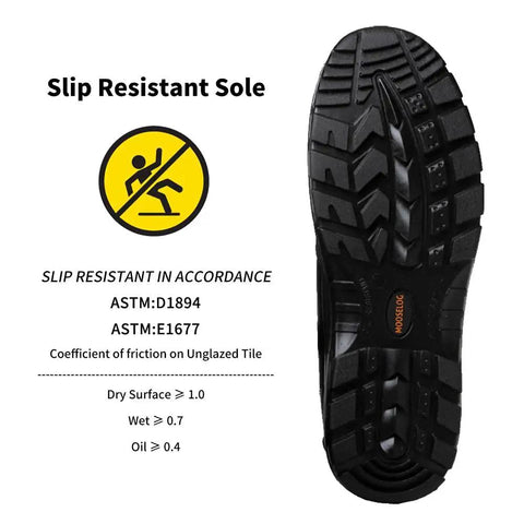 Go-To Women's Steel Toe Work Boots With Puncture Resistance And Electric Shock Protection sole showing slip resistance details