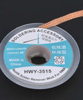 Pro Grade Desoldering Wick Set 5 Pcs One Point Five Meters Copper Solder Removal Wire spool labeled HWY-3515, 3.5mm width
