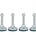 Heavy Duty Adjustable Leveling Feet 4 Piece Set With Threaded Carbon Steel Base for stabilizing furniture on uneven surfaces.