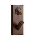 Slick Wall Mounted Coat Rack With Nifty Key Organizer Hook For Bathroom Entryway Closet Top Tier Heavy Duty Multi Hook Stand No Hassle Setup For Versatile Hats Purses And Keys in rustic wood finish showcasing a unique deer emblem.