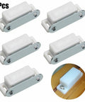 Dope Set Of 5 Magnetic Door Catches For Cabinets Wardrobes Cupboards Super Strong Hold Latches To Keep Doors Shut Tight And Look Cool Around The House with white and silver latches