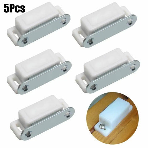 Dope Set Of 5 Magnetic Door Catches For Cabinets Wardrobes Cupboards Super Strong Hold Latches To Keep Doors Shut Tight And Look Cool Around The House with white and silver latches