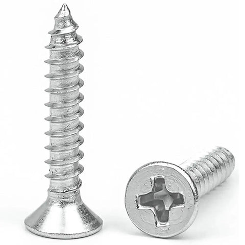 304 Stainless Steel Cross Recessed Countersunk Flat Head Self Tapping Wood Screws Set, 10 To 50 Pcs, Sizes M1 Through M8 (M5 Range)