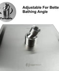 Square Rain Shower Head With 8 Inch Stainless Steel High Flow And Brushed Nickel Finish High Pressure Design Delivers Dope Rain Even At Low Water Flow Durable Solid Construction For Modern Bathrooms, adjustable joint detail.