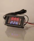 JAGTRADE 2-in-1 car thermometer/voltmeter with square LED display; shows 8.06 V and 22.6 °C; black housing with wires