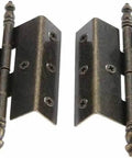Two Pack Antique Bronze Cabinet Door Hinge Set Crown Style For Vintage Jewelry Boxes And Wooden Cabinets 55 By 51 Millimeter 8 Hole Mount Zinc Alloy Decor Furniture Fittings