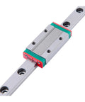 Top Tier Precision MGN7C Miniature Linear Guide Rail Kit close-up view showing quiet bearing steel and pre-drilled holes.