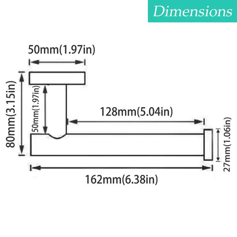 Dimensions of the white toilet paper holder for bathroom wall mounted, showing measurements in millimeters and inches.