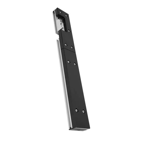 Built Tough, Knocks Out Flawless Joints Daily, Dead Nuts Precise Aluminum Box Joint Jig For Miter Gauge, side view showing mounting holes.